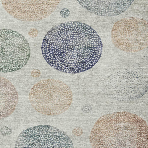 8' X 10' Beige And Blue Geometric Washable Area Rug With UV Protection