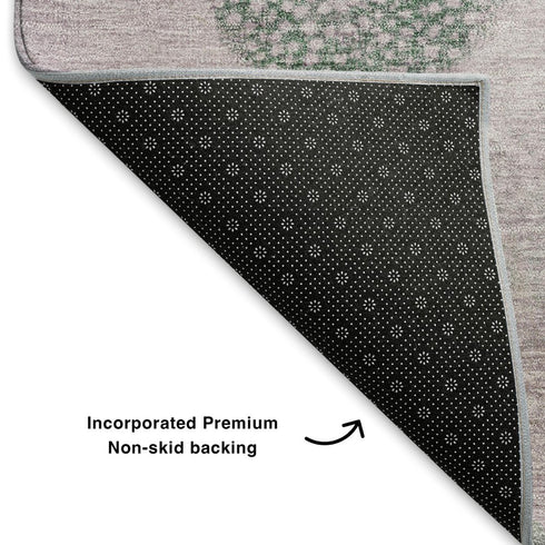5' X 8' Blush Green And Pink Geometric Washable Area Rug With UV Protection