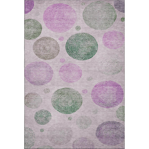 8' X 10' Blush Green And Pink Geometric Washable Area Rug With UV Protection
