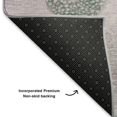 8' X 10' Blush Green And Pink Geometric Washable Area Rug With UV Protection