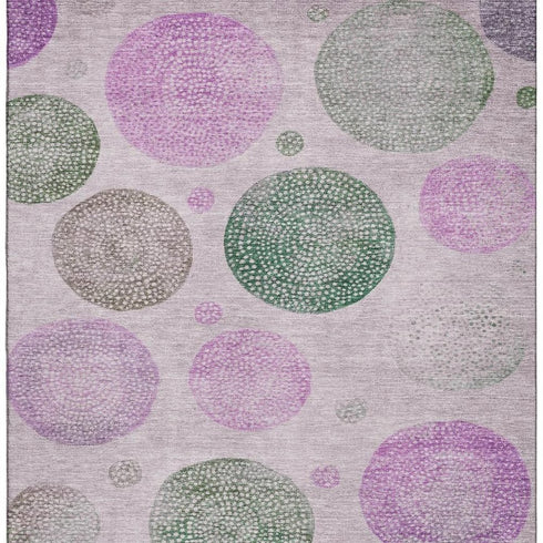8' X 10' Blush Green And Pink Geometric Washable Area Rug With UV Protection