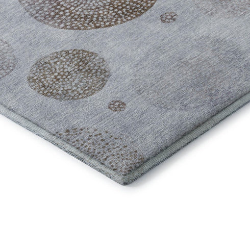 5' X 8' Blue Brown And Teal Geometric Washable Area Rug With UV Protection
