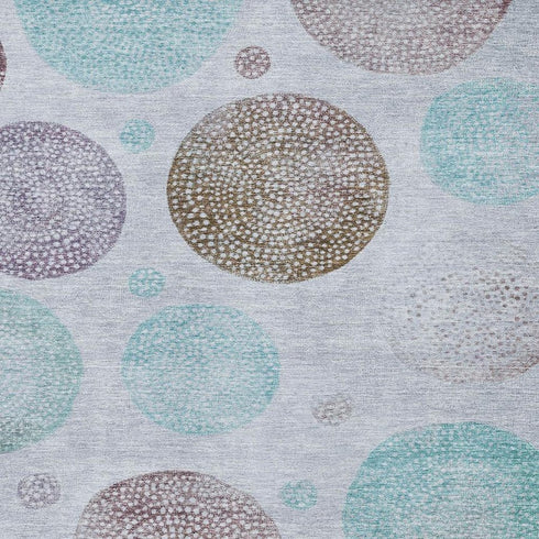 5' X 8' Blue Brown And Teal Geometric Washable Area Rug With UV Protection
