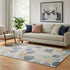 5' X 8' Beige Blue And Wheat Geometric Washable Area Rug With UV Protection