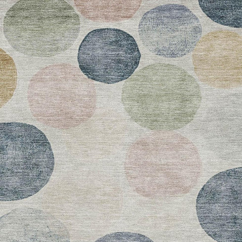 5' X 8' Beige Blue And Wheat Geometric Washable Area Rug With UV Protection
