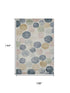 9' X 12' Beige Blue And Wheat Geometric Washable Area Rug With UV Protection