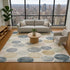 9' X 12' Beige Blue And Wheat Geometric Washable Area Rug With UV Protection