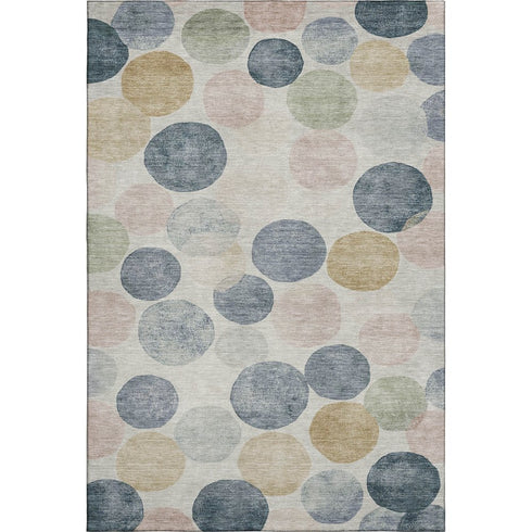 9' X 12' Beige Blue And Wheat Geometric Washable Area Rug With UV Protection