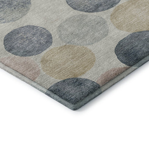 9' X 12' Beige Blue And Wheat Geometric Washable Area Rug With UV Protection