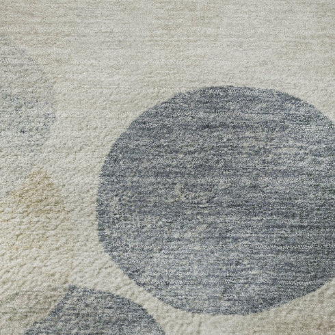 9' X 12' Beige Blue And Wheat Geometric Washable Area Rug With UV Protection