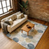 9' X 12' Beige Blue And Wheat Geometric Washable Area Rug With UV Protection