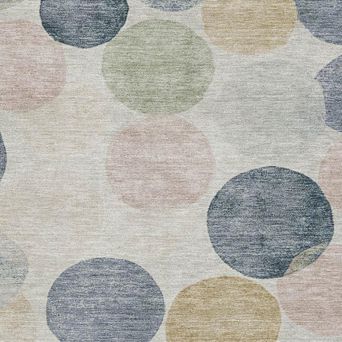 9' X 12' Beige Blue And Wheat Geometric Washable Area Rug With UV Protection