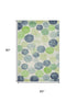 5' X 8' Navy Blue Green And Ivory Geometric Washable Area Rug With UV Protection