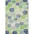 5' X 8' Navy Blue Green And Ivory Geometric Washable Area Rug With UV Protection