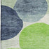 5' X 8' Navy Blue Green And Ivory Geometric Washable Area Rug With UV Protection