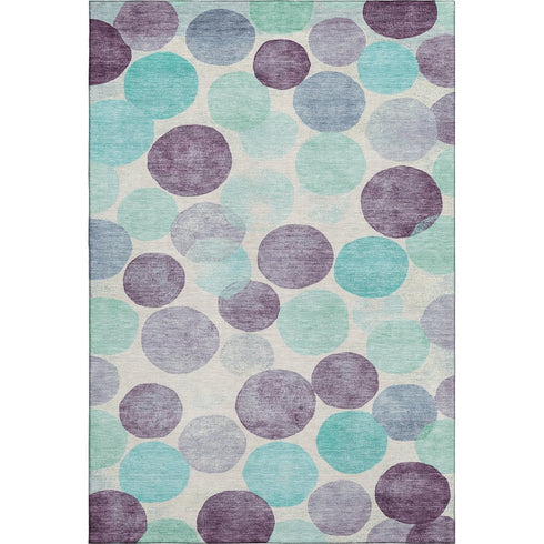 9' X 12' Plum Teal And Ivory Geometric Washable Area Rug With UV Protection