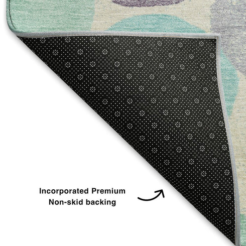 9' X 12' Plum Teal And Ivory Geometric Washable Area Rug With UV Protection