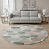 8' Salmon Emerald And Ivory Geometric Washable Round Rug With UV Protection