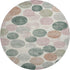 8' Salmon Emerald And Ivory Geometric Washable Round Rug With UV Protection