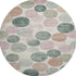 8' Salmon Emerald And Ivory Geometric Washable Round Rug With UV Protection
