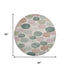 8' Salmon Emerald And Ivory Geometric Washable Round Rug With UV Protection