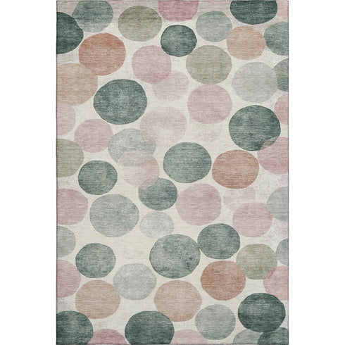 8' X 10' Salmon Emerald And Ivory Geometric Washable Area Rug With UV Protection