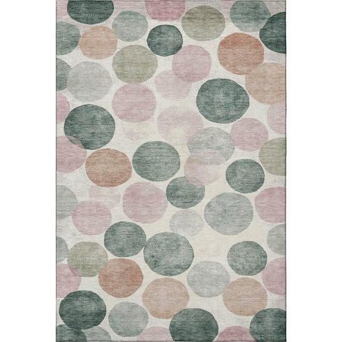 8' X 10' Salmon Emerald And Ivory Geometric Washable Area Rug With UV Protection