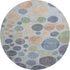 8' Denim Blue Green And Peach Geometric Washable Round Rug With UV Protection