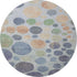 8' Denim Blue Green And Peach Geometric Washable Round Rug With UV Protection