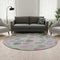 8' Sage And Blush Geometric Washable Round Rug With UV Protection
