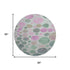 8' Sage And Blush Geometric Washable Round Rug With UV Protection