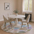 8' Taupe Blue And Beige Geometric Washable Round Rug With UV Protection