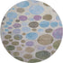 8' Taupe Blue And Beige Geometric Washable Round Rug With UV Protection