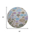 8' Taupe Blue And Beige Geometric Washable Round Rug With UV Protection