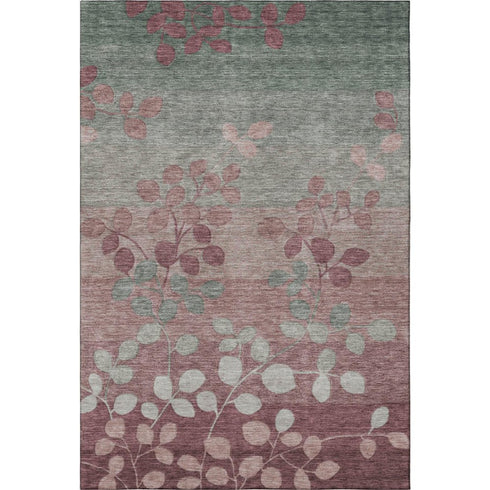 5' X 8' Blush And Emerald Floral Washable Area Rug With UV Protection