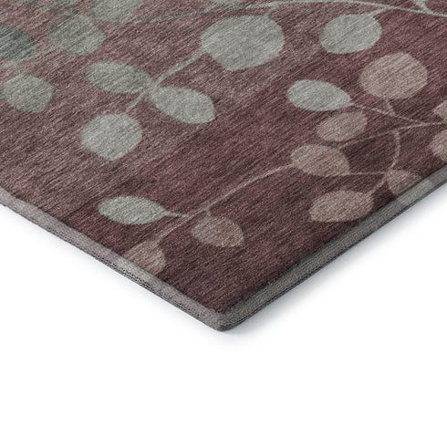 9' X 12' Blush And Emerald Floral Washable Area Rug With UV Protection