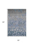 5' X 8' Denim Blue And Gray Floral Washable Area Rug With UV Protection
