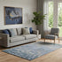 5' X 8' Denim Blue And Gray Floral Washable Area Rug With UV Protection