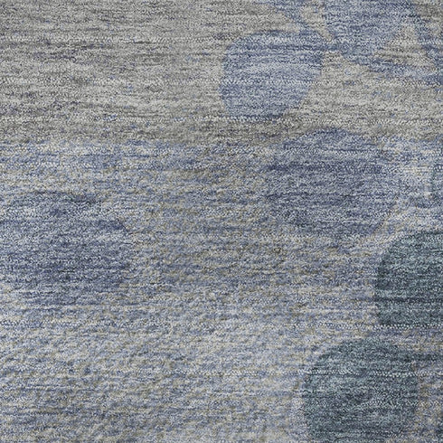 5' X 8' Denim Blue And Gray Floral Washable Area Rug With UV Protection