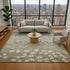 9' X 12' Khaki And Gray Floral Washable Area Rug With UV Protection