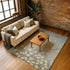 9' X 12' Khaki And Gray Floral Washable Area Rug With UV Protection
