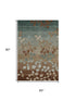 5' X 8' Coffee And Gray Floral Washable Area Rug With UV Protection