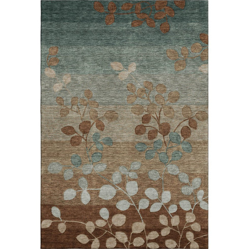5' X 8' Coffee And Gray Floral Washable Area Rug With UV Protection