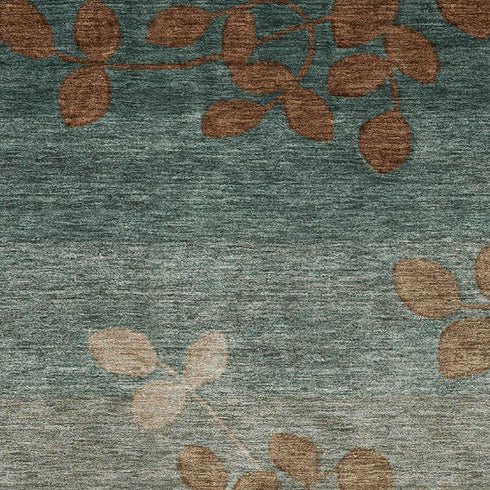 5' X 8' Coffee And Gray Floral Washable Area Rug With UV Protection