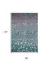 8' X 10' Teal And Gray Floral Washable Area Rug With UV Protection