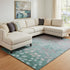 8' X 10' Teal And Gray Floral Washable Area Rug With UV Protection