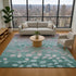 8' X 10' Teal And Gray Floral Washable Area Rug With UV Protection