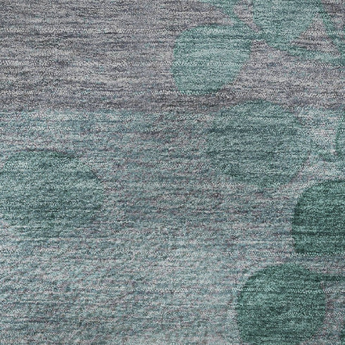 8' X 10' Teal And Gray Floral Washable Area Rug With UV Protection
