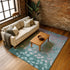 8' X 10' Teal And Gray Floral Washable Area Rug With UV Protection