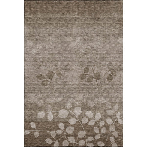8' X 10' Taupe And Beige Floral Washable Area Rug With UV Protection